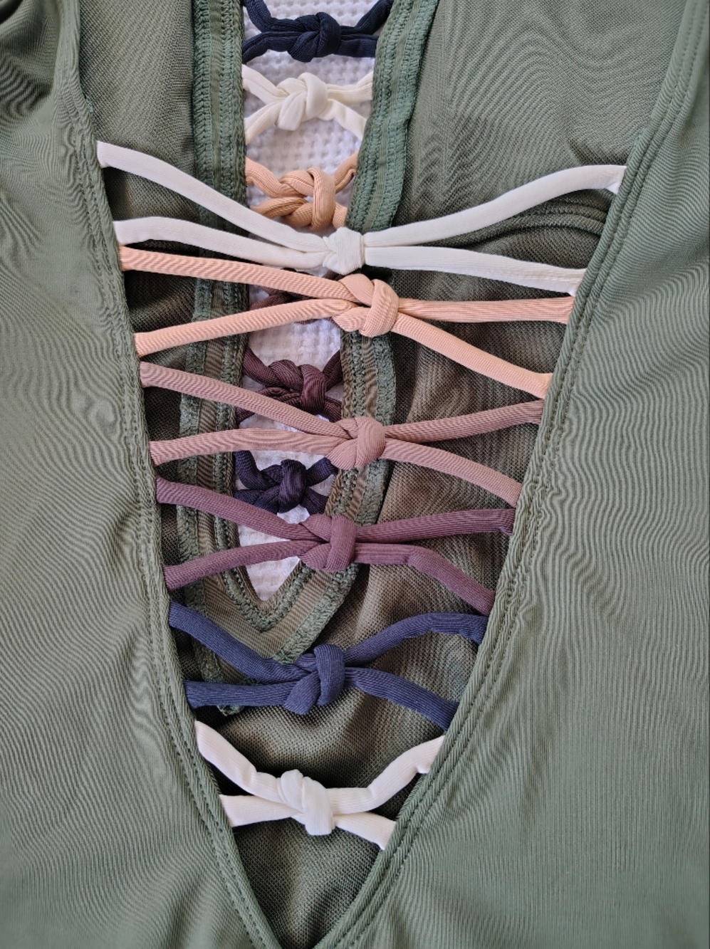 Bleu Rod Beattie Olive Green One-Piece Swimsuit with Lattice Front Size 6 - Picture 6 of 11